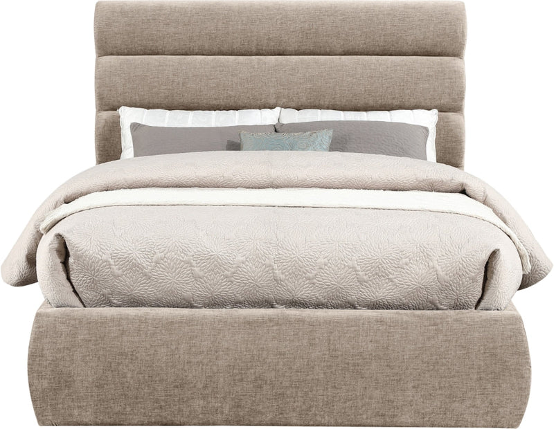 Adam Chenille Fabric Upholstered Full Bed in Beige - B1257Beige-F