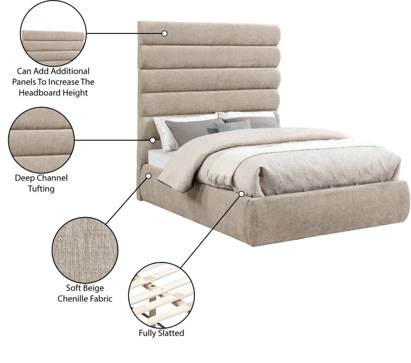 Adam Chenille Fabric Upholstered Full Bed in Beige - B1257Beige-F70
