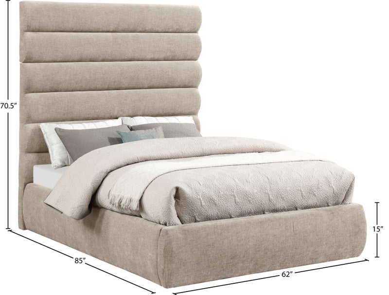 Adam Chenille Fabric Upholstered Full Bed in Beige - B1257Beige-F70