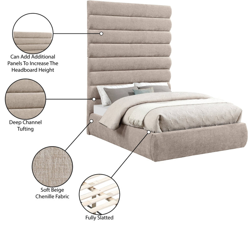 Adam Chenille Fabric Upholstered Full Bed in Beige - B1257Beige-F90