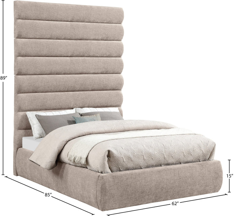 Adam Chenille Fabric Upholstered Full Bed in Beige - B1257Beige-F90