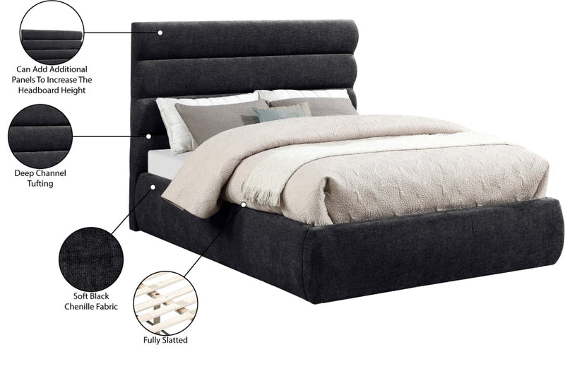 Adam Chenille Fabric Upholstered Full Bed in Black - B1257Black-F