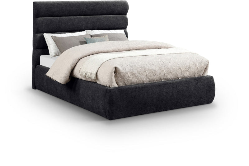 Adam Chenille Fabric Upholstered Full Bed in Black - B1257Black-F