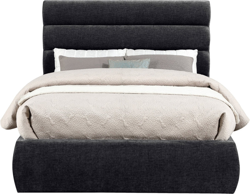 Adam Chenille Fabric Upholstered Full Bed in Black - B1257Black-F