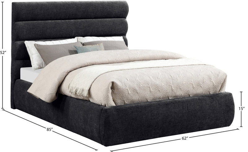 Adam Chenille Fabric Upholstered Full Bed in Black - B1257Black-F
