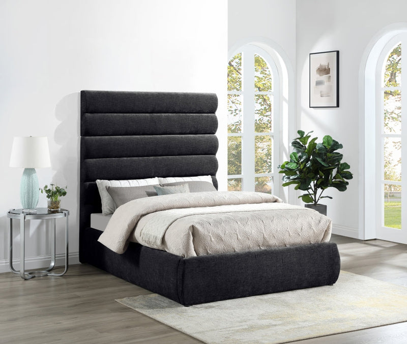 Adam Chenille Fabric Upholstered Full Bed in Black - B1257Black-F70