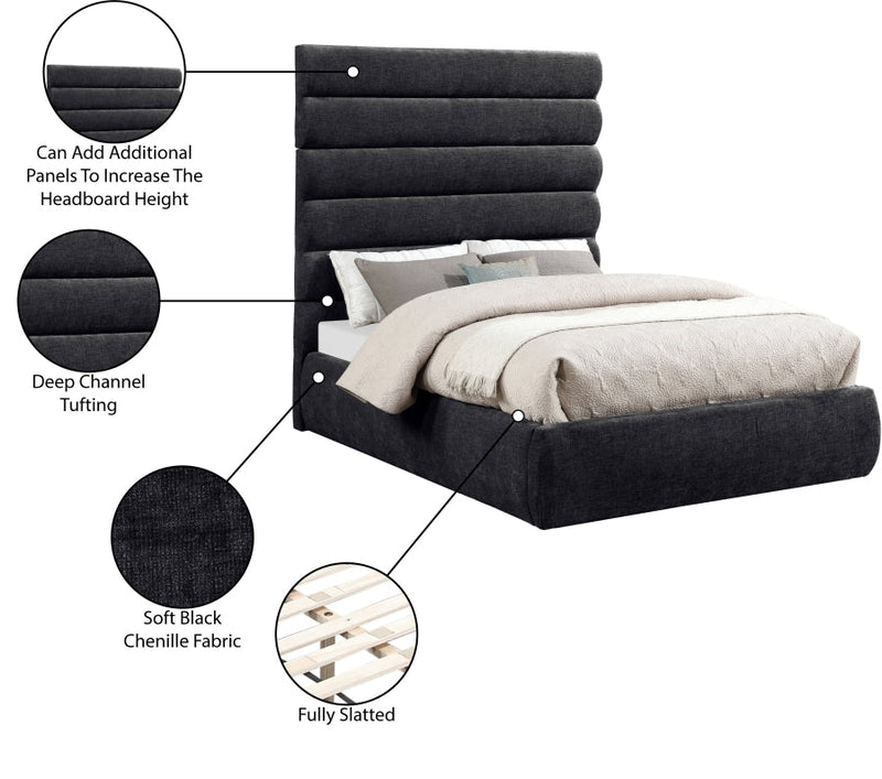 Adam Chenille Fabric Upholstered Full Bed in Black - B1257Black-F70