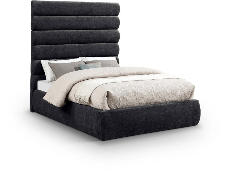 Adam Chenille Fabric Upholstered Full Bed in Black - B1257Black-F70