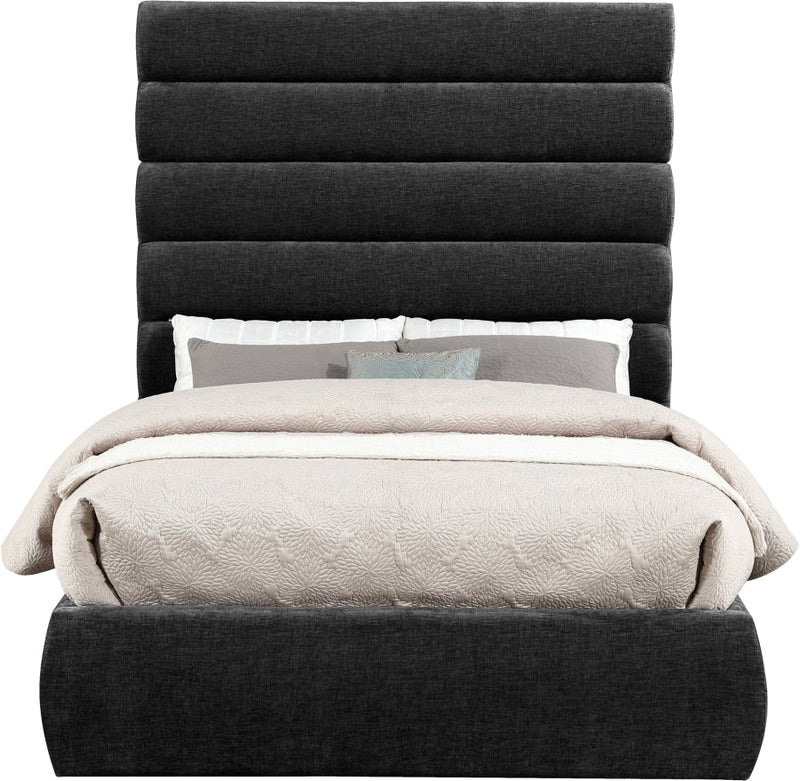 Adam Chenille Fabric Upholstered Full Bed in Black - B1257Black-F70