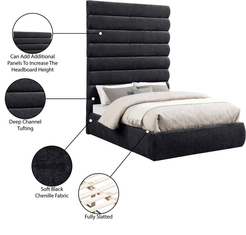 Adam Chenille Fabric Upholstered Full Bed in Black - B1257Black-F90