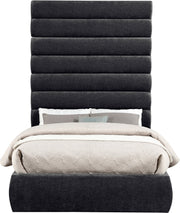 Adam Chenille Fabric Upholstered Full Bed in Black - B1257Black-F90