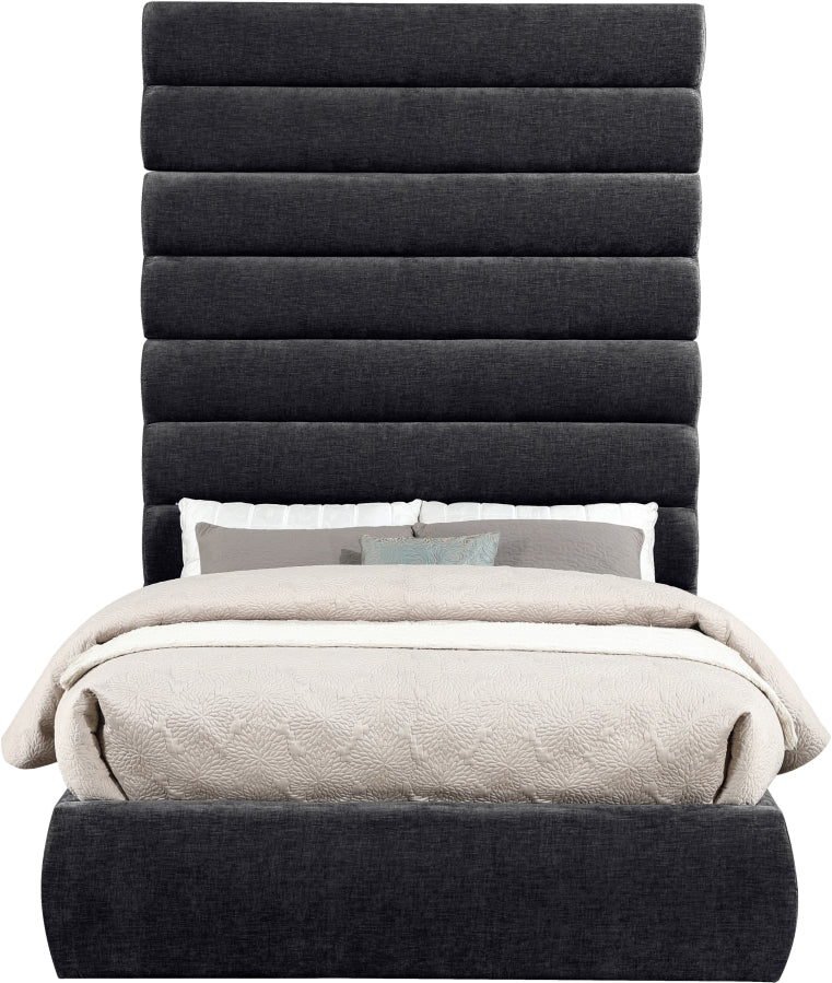 Adam Chenille Fabric Upholstered Full Bed in Black - B1257Black-F90