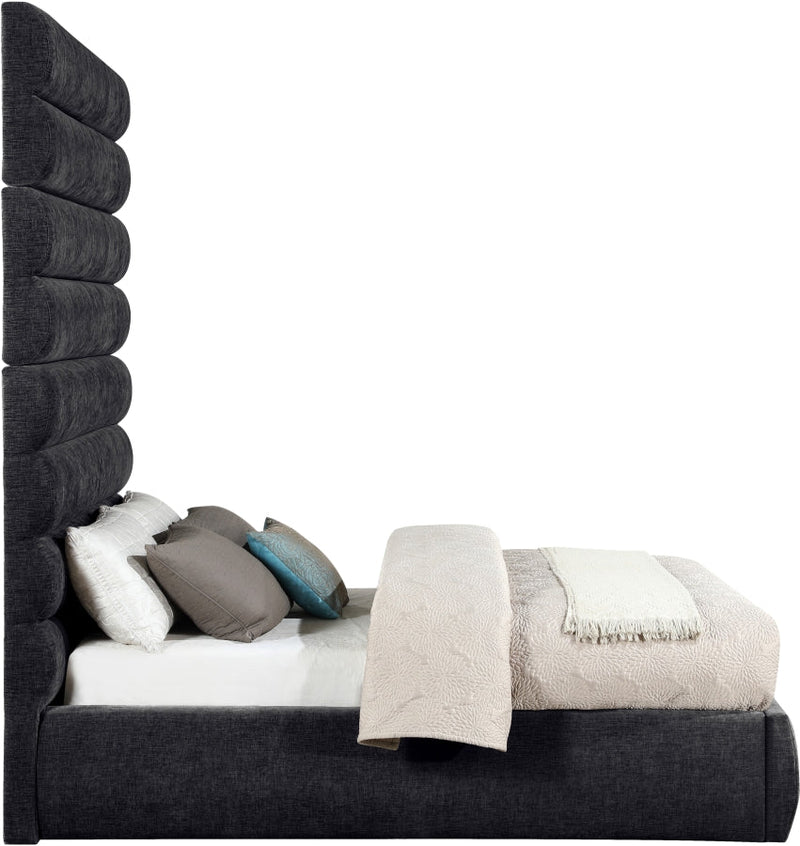 Adam Chenille Fabric Upholstered Full Bed in Black - B1257Black-F90