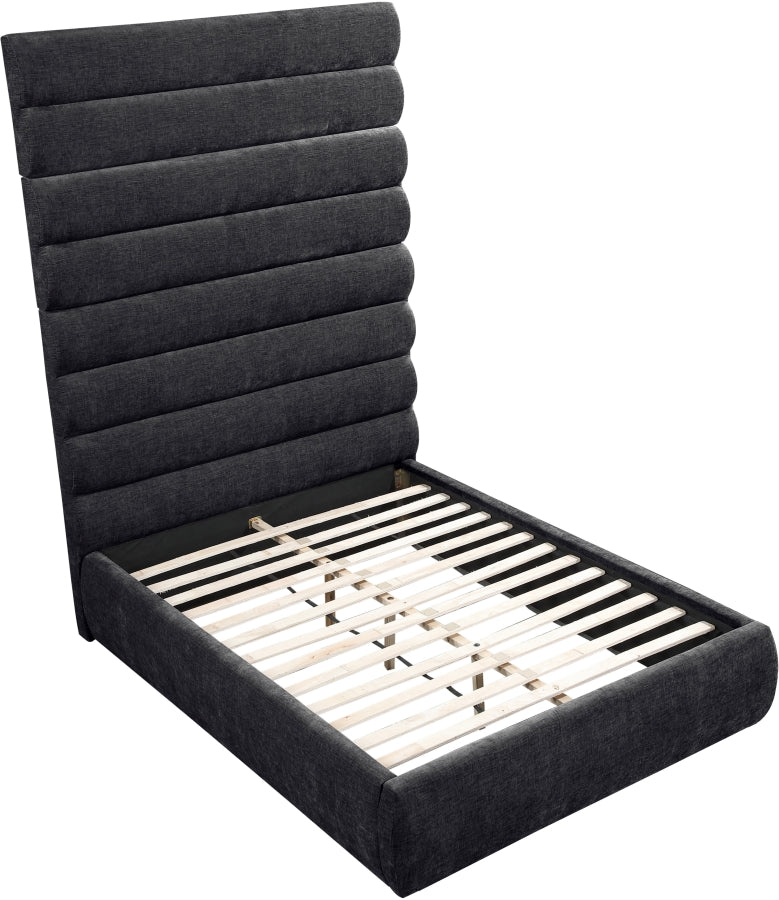 Adam Chenille Fabric Upholstered Full Bed in Black - B1257Black-F90