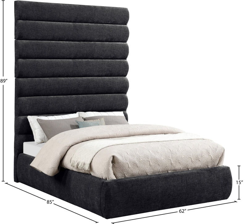 Adam Chenille Fabric Upholstered Full Bed in Black - B1257Black-F90