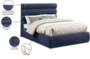 Adam Chenille Fabric Upholstered Full Bed in Blue - B1257Navy-F