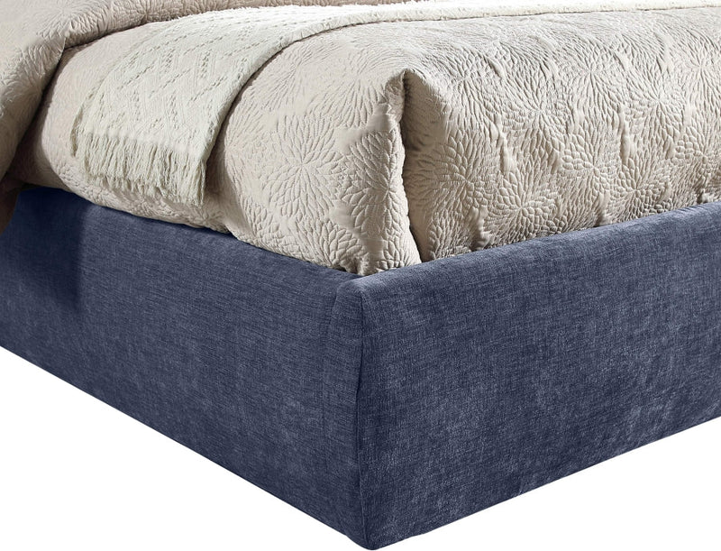 Adam Chenille Fabric Upholstered Full Bed in Blue - B1257Navy-F