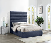 Adam Chenille Fabric Upholstered Full Bed in Blue - B1257Navy-F70
