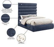 Adam Chenille Fabric Upholstered Full Bed in Blue - B1257Navy-F70