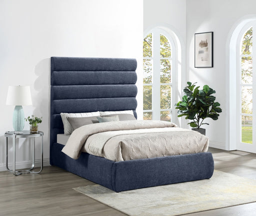 Adam Chenille Fabric Upholstered Full Bed in Blue - B1257Navy-F70