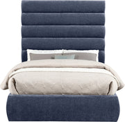 Adam Chenille Fabric Upholstered Full Bed in Blue - B1257Navy-F70