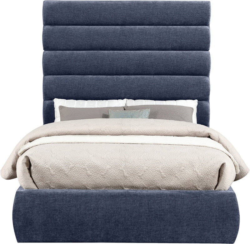 Adam Chenille Fabric Upholstered Full Bed in Blue - B1257Navy-F70