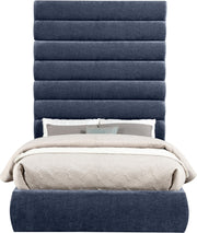 Adam Chenille Fabric Upholstered Full Bed in Blue - B1257Navy-F90