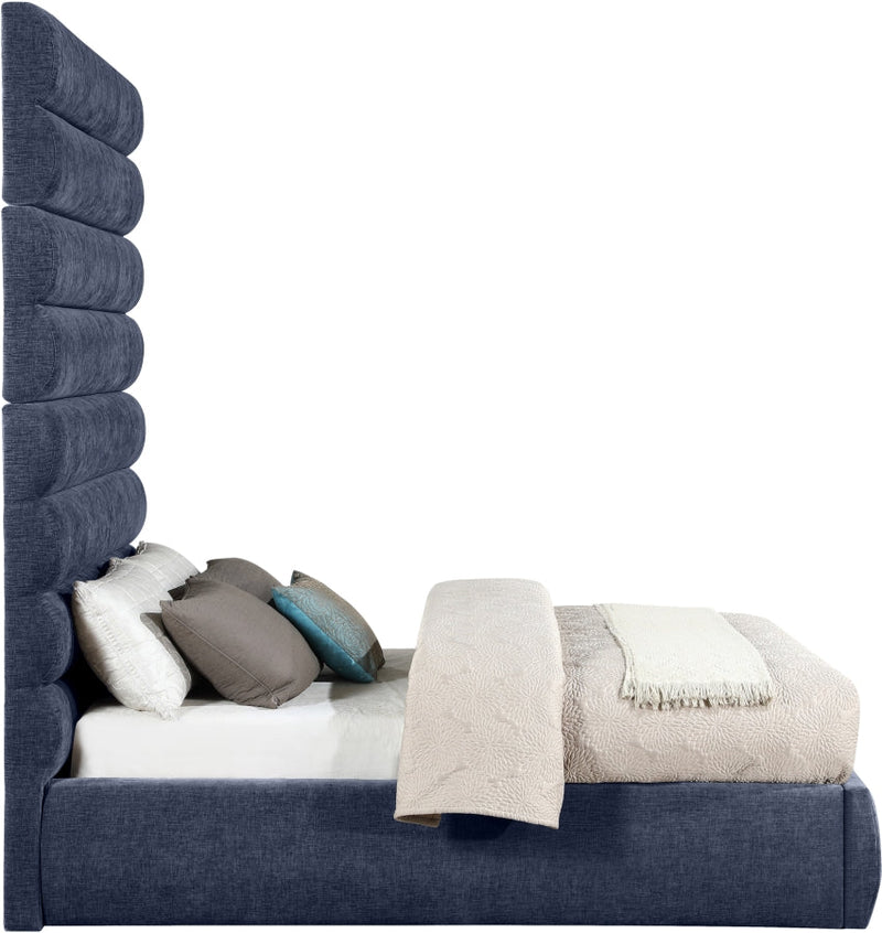 Adam Chenille Fabric Upholstered Full Bed in Blue - B1257Navy-F90