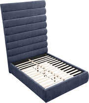 Adam Chenille Fabric Upholstered Full Bed in Blue - B1257Navy-F90