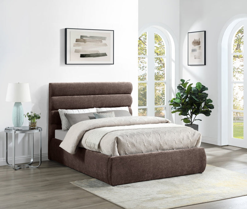 Adam Chenille Fabric Upholstered Full Bed in Brown - B1257Brown-F