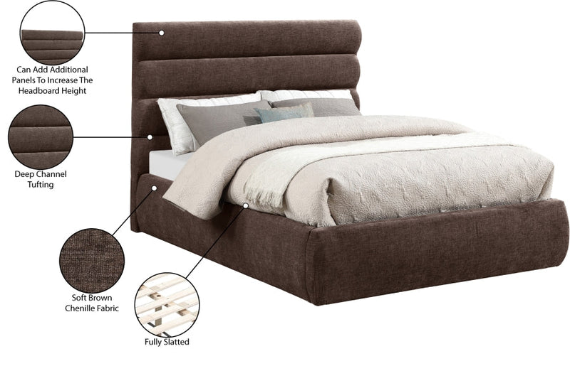 Adam Chenille Fabric Upholstered Full Bed in Brown - B1257Brown-F