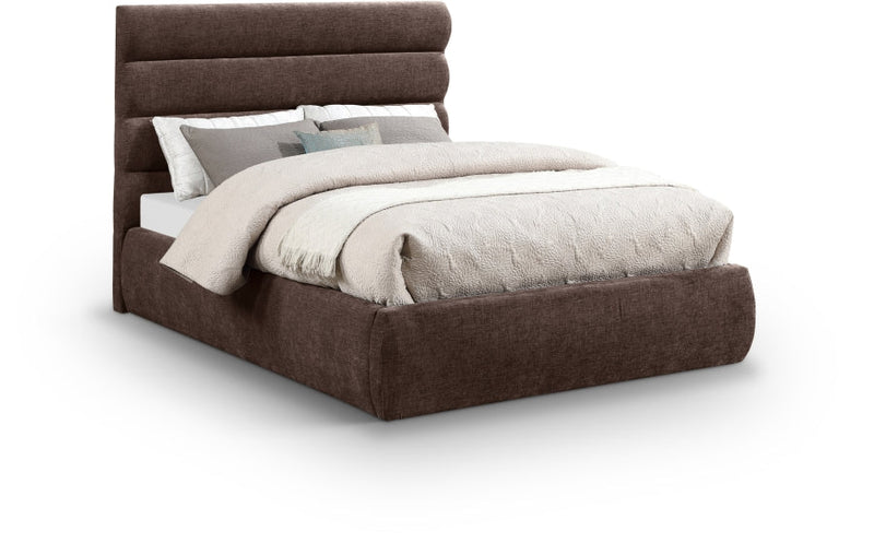 Adam Chenille Fabric Upholstered Full Bed in Brown - B1257Brown-F