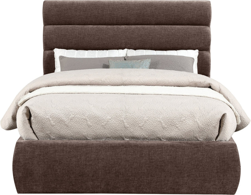 Adam Chenille Fabric Upholstered Full Bed in Brown - B1257Brown-F