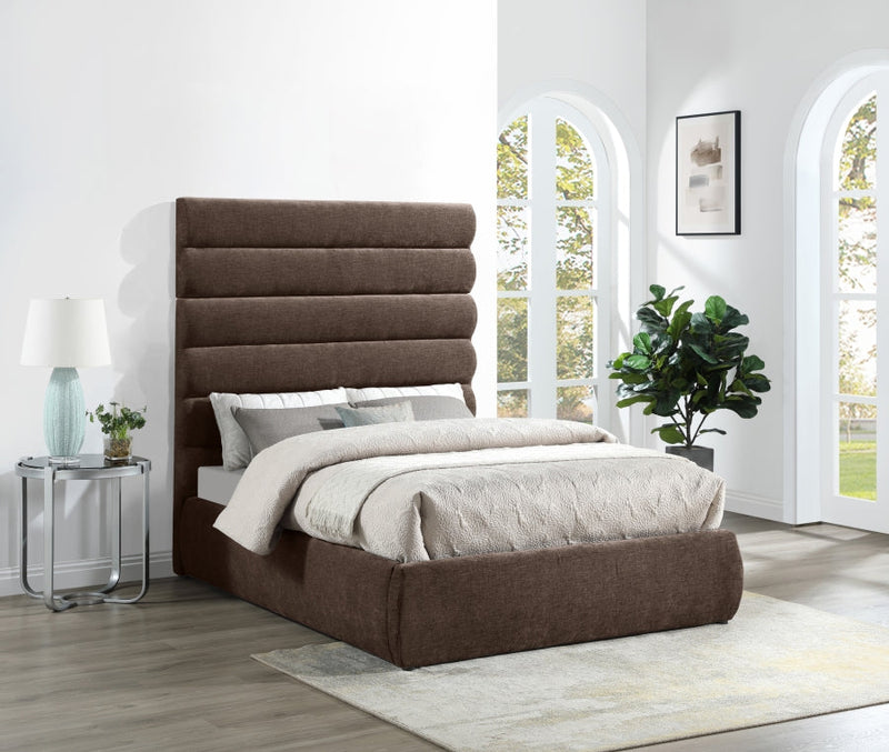 Adam Chenille Fabric Upholstered Full Bed in Brown - B1257Brown-F70