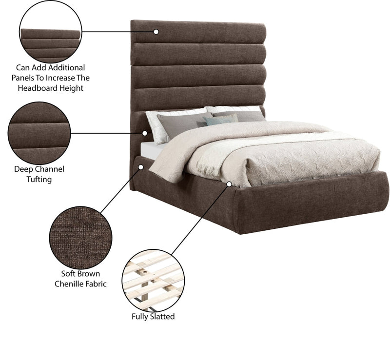 Adam Chenille Fabric Upholstered Full Bed in Brown - B1257Brown-F70
