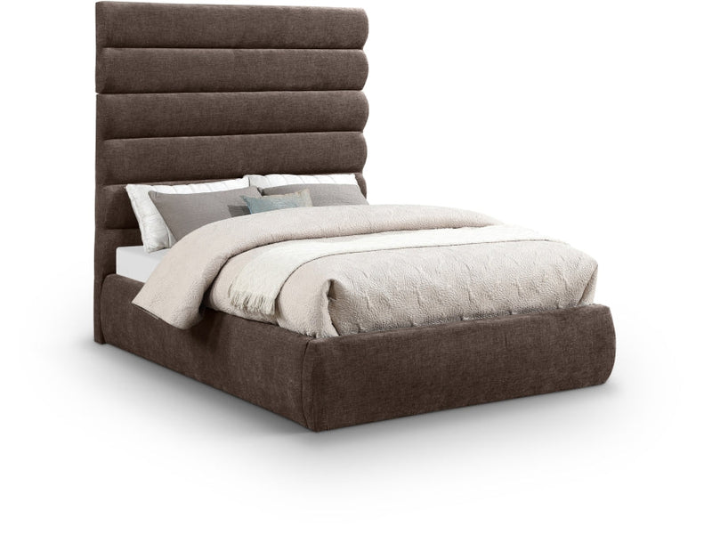 Adam Chenille Fabric Upholstered Full Bed in Brown - B1257Brown-F70