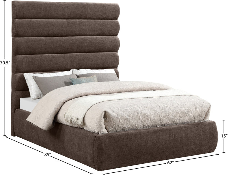 Adam Chenille Fabric Upholstered Full Bed in Brown - B1257Brown-F70