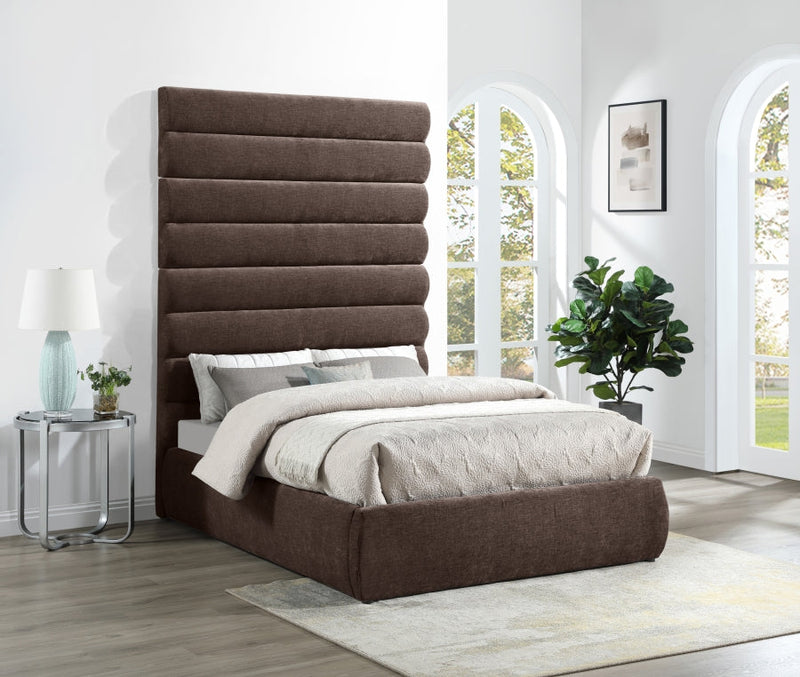 Adam Chenille Fabric Upholstered Full Bed in Brown - B1257Brown-F90