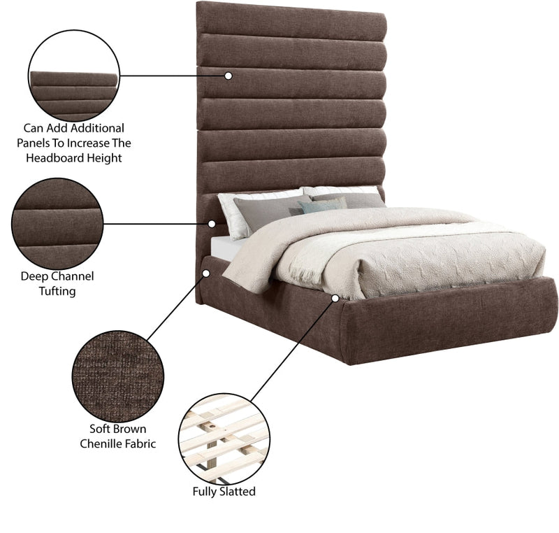 Adam Chenille Fabric Upholstered Full Bed in Brown - B1257Brown-F90