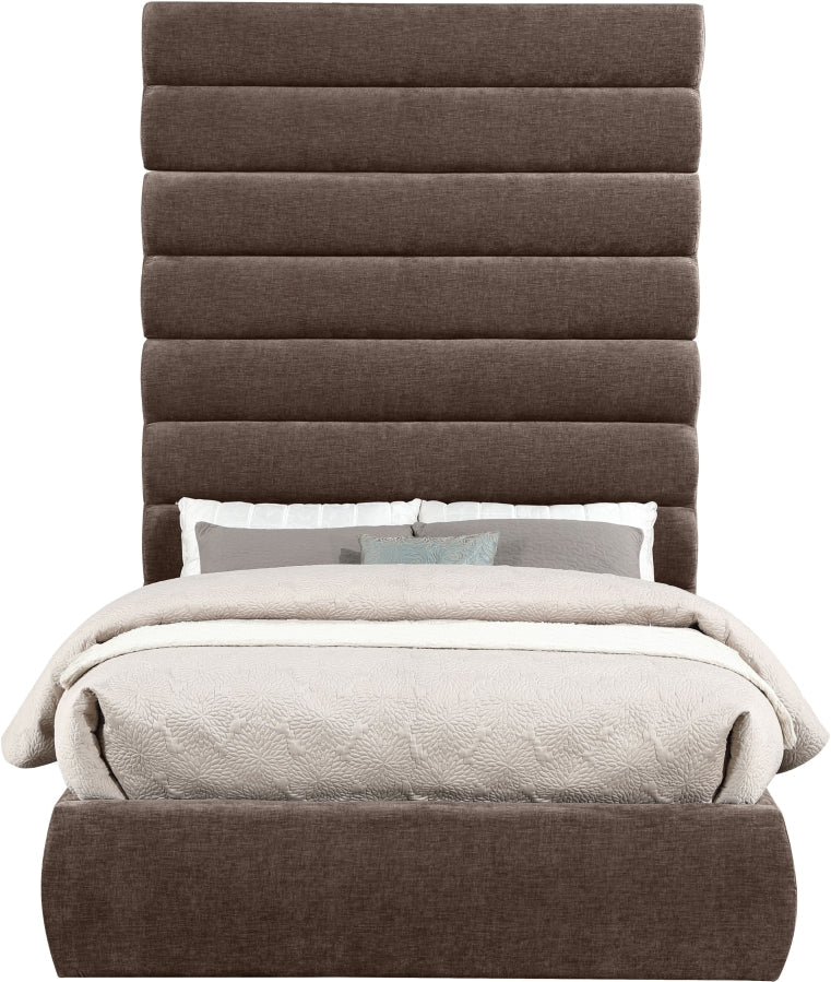 Adam Chenille Fabric Upholstered Full Bed in Brown - B1257Brown-F90