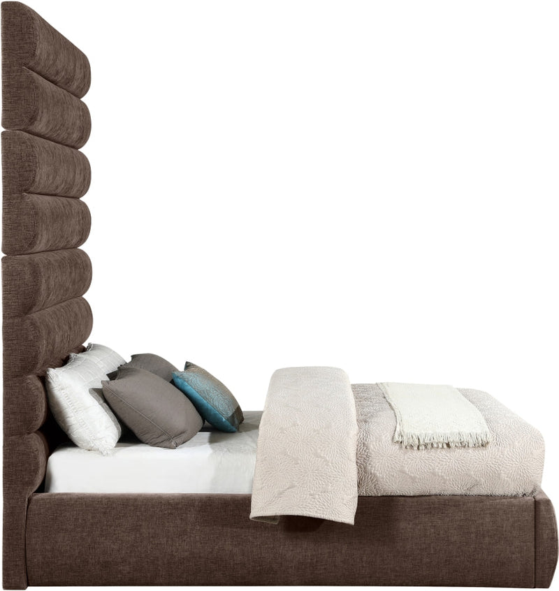 Adam Chenille Fabric Upholstered Full Bed in Brown - B1257Brown-F90