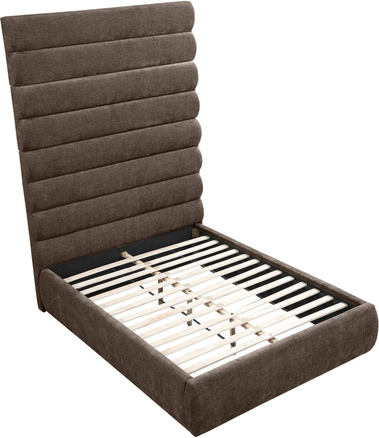Adam Chenille Fabric Upholstered Full Bed in Brown - B1257Brown-F90
