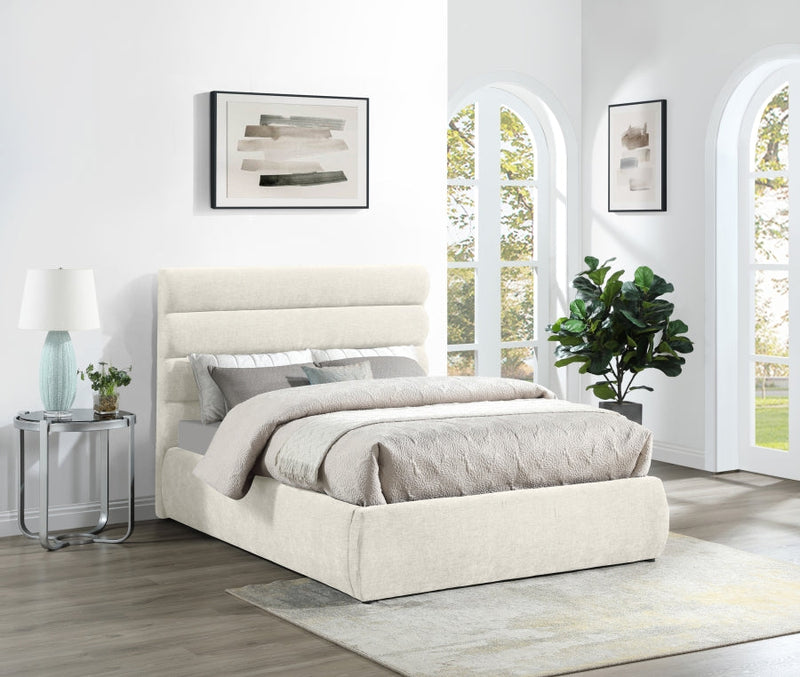 Adam Chenille Fabric Upholstered Full Bed in Cream - B1257Cream-F