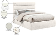 Adam Chenille Fabric Upholstered Full Bed in Cream - B1257Cream-F