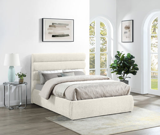 Adam Chenille Fabric Upholstered Full Bed in Cream - B1257Cream-F