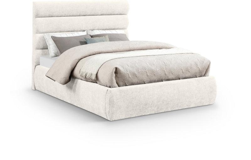 Adam Chenille Fabric Upholstered Full Bed in Cream - B1257Cream-F
