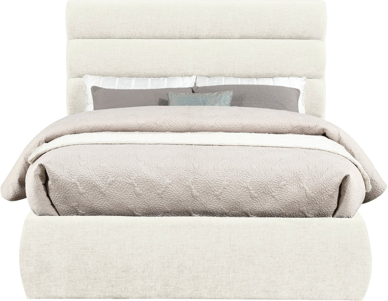 Adam Chenille Fabric Upholstered Full Bed in Cream - B1257Cream-F