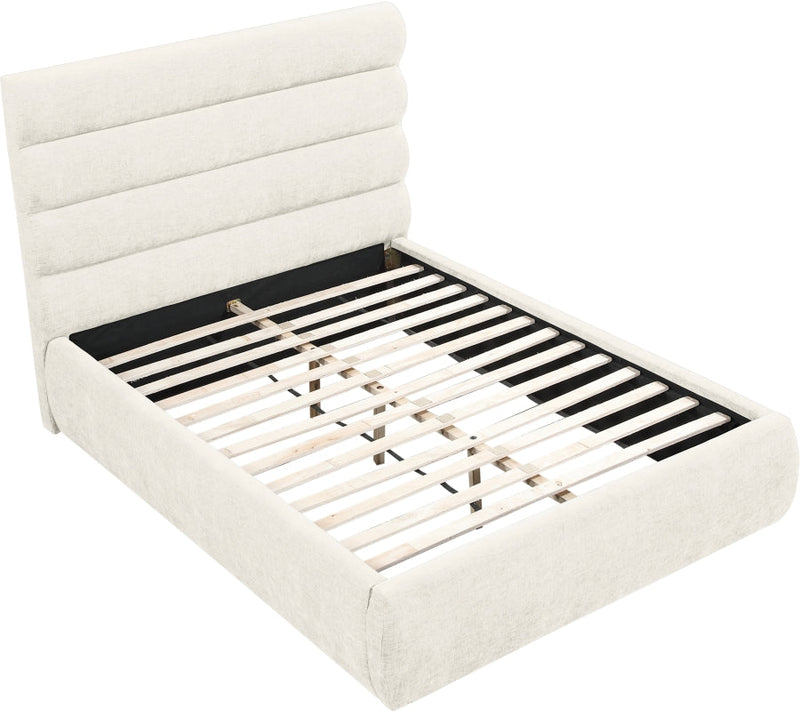 Adam Chenille Fabric Upholstered Full Bed in Cream - B1257Cream-F