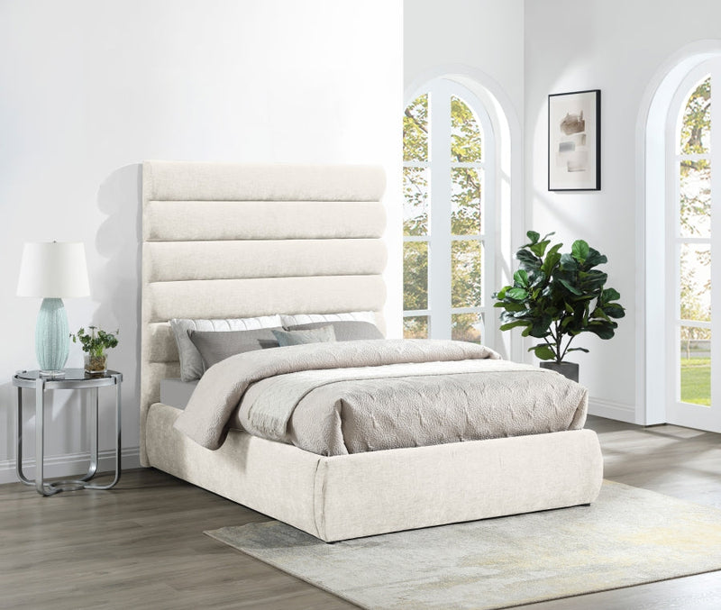 Adam Chenille Fabric Upholstered Full Bed in Cream - B1257Cream-F70