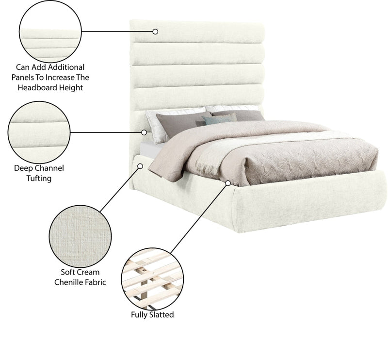 Adam Chenille Fabric Upholstered Full Bed in Cream - B1257Cream-F70